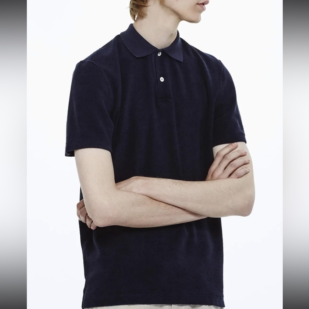 Saturdays New York City NYC Terry Cloth Navy Blue Polo Mens Medium